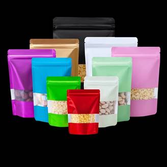 Colored Windowed  Zipper Stand-up Pouches