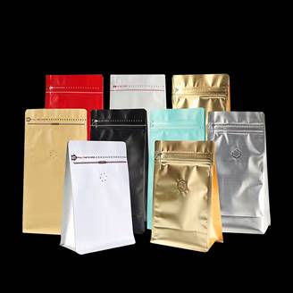 Colored with Air Valve Zipper Flat-bottom Pouches