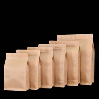 Kraft Paper Non-windowed Zipper Flat-bottom Pouches