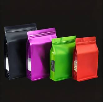 Colored windowed Zipper Flat-bottom Pouches